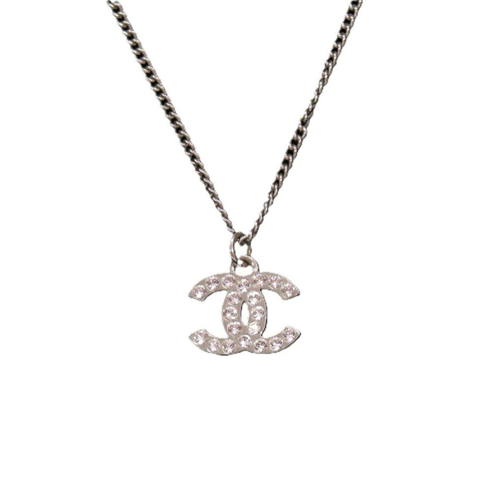CHANEL Authentic Silver Logo Necklace